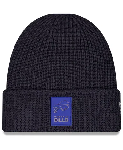 New Era Men's Charcoal Buffalo Bills 2025 Sideline Cold Weather Cuffed Knit Hat In Black
