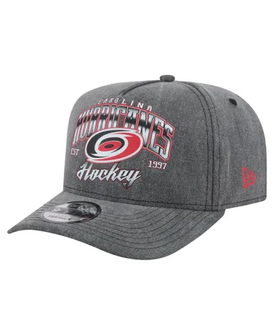 New Era Men's Charcoal Carolina Hurricanes Throwback Washed A-frame Pre-curved 9fifty Snapback Hat In Gray
