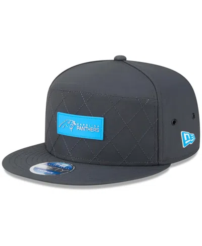 New Era Men's Charcoal Carolina Panthers 2025 Sideline Cold Weather Split Panel 9fifty Snapback Hat In Black