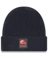 New Era Men's Charcoal Cleveland Browns 2025 Sideline Cold Weather Cuffed Knit Hat In Black