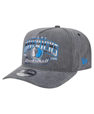 New Era Men's Charcoal Dallas Mavericks Throwback Washed Pre-curved 9fifty Snapback Hat