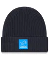 New Era Men's Charcoal Detroit Lions 2025 Sideline Cold Weather Cuffed Knit Hat In Blue