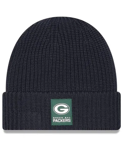 New Era Men's Charcoal Green Bay Packers 2025 Sideline Cold Weather Cuffed Knit Hat In Black