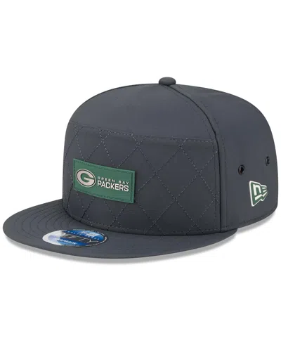 New Era Men's Charcoal Green Bay Packers 2025 Sideline Cold Weather Split Panel 9fifty Snapback Hat In Gray