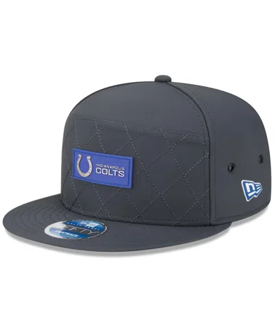 New Era Men's Charcoal Indianapolis Colts 2025 Sideline Cold Weather Split Panel 9fifty Snapback Hat In Blue
