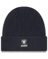 New Era Men's Charcoal Las Vegas Raiders 2025 Sideline Cold Weather Cuffed Knit Hat In Black