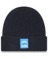 New Era Men's Charcoal Los Angeles Chargers 2025 Sideline Cold Weather Cuffed Knit Hat In Black