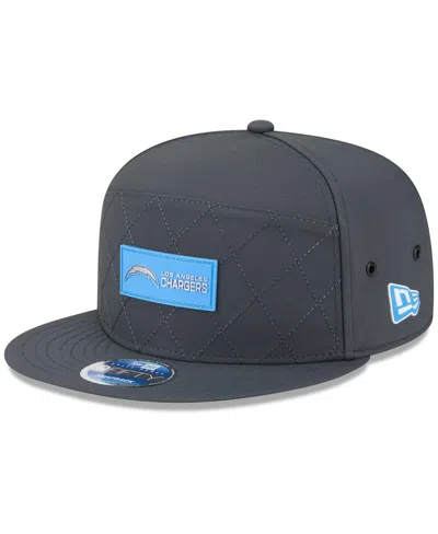 New Era Men's Charcoal Los Angeles Chargers 2025 Sideline Cold Weather Split Panel 9fifty Snapback Hat In Blue