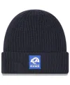 New Era Men's Charcoal Los Angeles Rams 2025 Sideline Cold Weather Cuffed Knit Hat In Gray