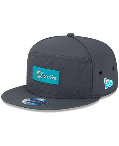 New Era Men's Charcoal Miami Dolphins 2025 Sideline Cold Weather Split Panel 9fifty Snapback Hat In Gray