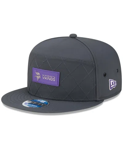 New Era Men's Charcoal Minnesota Vikings 2025 Sideline Cold Weather Split Panel 9fifty Snapback Hat In Gray