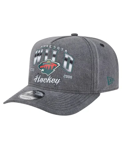 New Era Men's Charcoal Minnesota Wild Throwback Washed A-frame Pre-curved 9fifty Snapback Hat In Gray