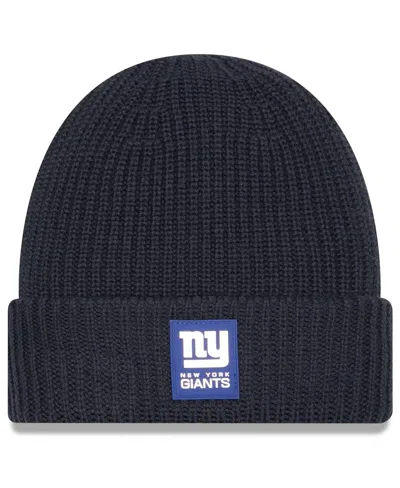 New Era Men's Charcoal New York Giants 2025 Sideline Cold Weather Cuffed Knit Hat In Black