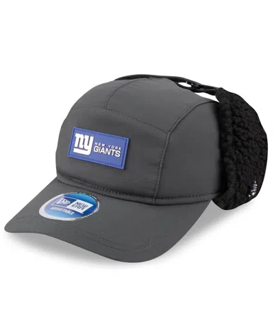 New Era Men's Charcoal New York Giants 2025 Sideline Cold Weather Runner Dog Ear Adjustable Hat In Black