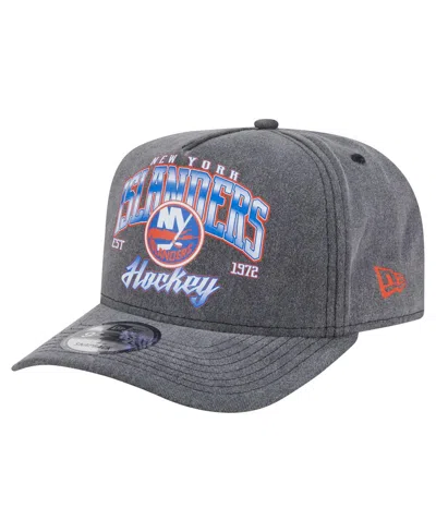 New Era Men's Charcoal New York Islanders Throwback Washed A-frame Pre-curved 9fifty Snapback Hat In Gray