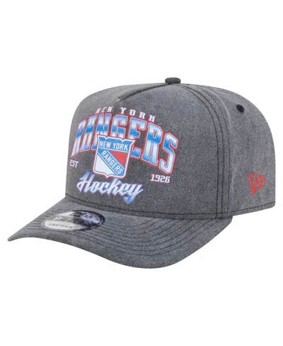 New Era Men's Charcoal New York Rangers Throwback Washed A-frame Pre-curved 9fifty Snapback Hat In Gray