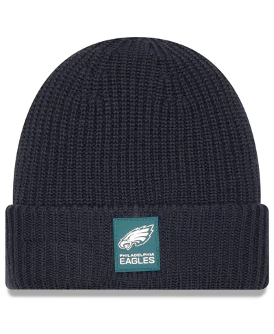 New Era Men's Charcoal Philadelphia Eagles 2025 Sideline Cold Weather Cuffed Knit Hat In Black