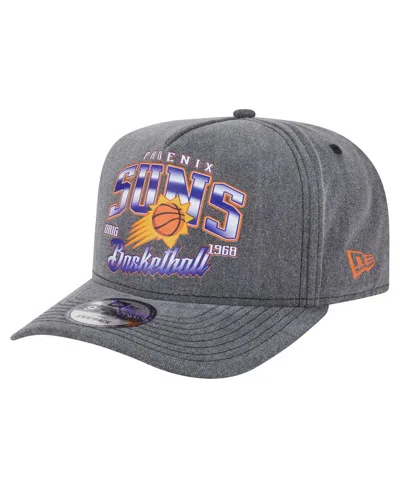 New Era Men's Charcoal Phoenix Suns Throwback Washed Pre-curved 9fifty Snapback Hat In Gray