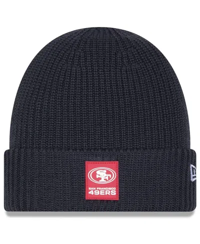 New Era Men's Charcoal San Francisco 49ers 2025 Sideline Cold Weather Cuffed Knit Hat In Black