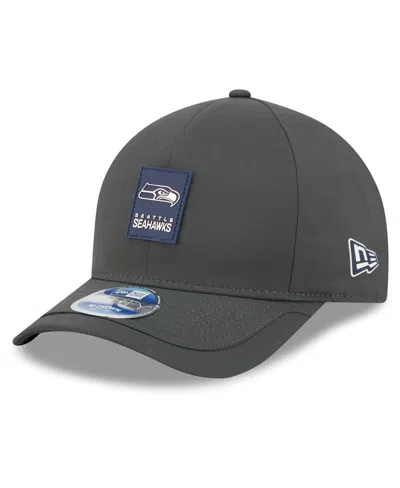 New Era Men's Charcoal Seattle Seahawks 2025 Sideline Cold Weather 9forty M-crown Adjustable Hat In Green