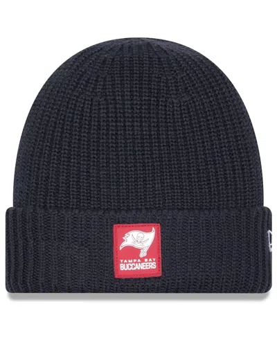 New Era Men's Charcoal Tampa Bay Buccaneers 2025 Sideline Cold Weather Cuffed Knit Hat In Black