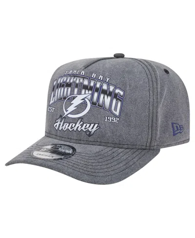 New Era Men's Charcoal Tampa Bay Lightning Throwback Washed A-frame Pre-curved 9fifty Snapback Hat