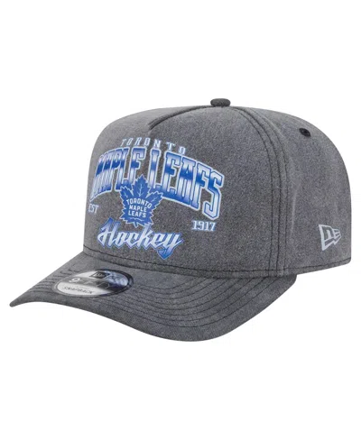 New Era Men's Charcoal Toronto Maple Leaf's Throwback Washed A-frame Pre-curved 9fifty Snapback Hat