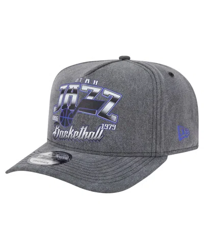 New Era Men's Charcoal Utah Jazz Throwback Washed Pre-curved 9fifty Snapback Hat