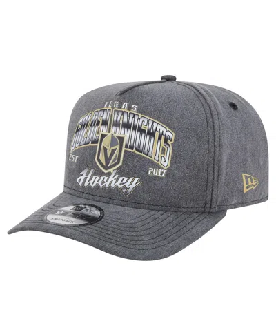 New Era Men's Charcoal Vegas Golden Knights Throwback Washed A-frame Pre-curved 9fifty Snapback Hat In Gray