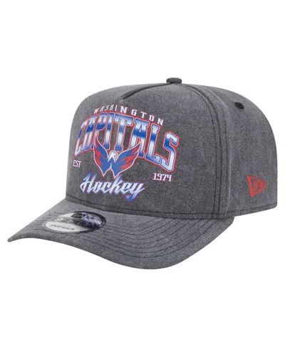 New Era Men's Charcoal Washington Capitals Throwback Washed A-frame Pre-curved 9fifty Snapback Hat In Gray