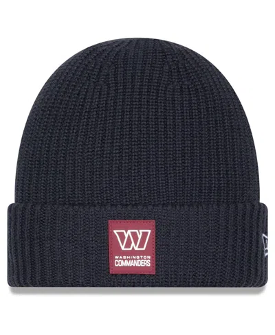 New Era Men's Charcoal Washington Commanders 2025 Sideline Cold Weather Cuffed Knit Hat In Black