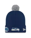 New Era Men's College Navy Seattle Seahawks 50th Season Cuffed Pom Knit Hat In Blue