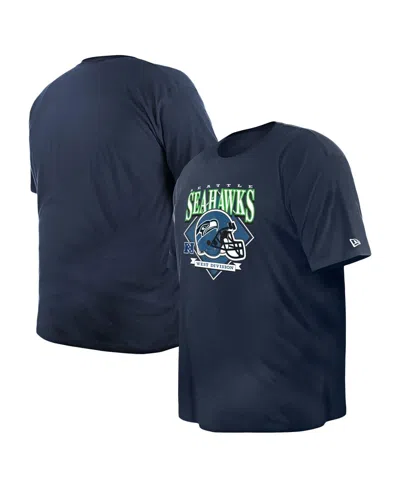 New Era Men's College Navy Seattle Seahawks Big Tall Helmet Historic Mark T-shirt