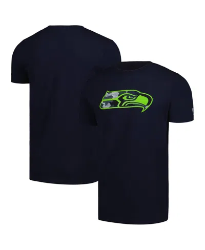 New Era Men's College Navy Seattle Seahawks Camo Logo T-shirt