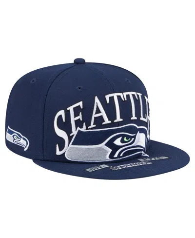 New Era Men's College Navy Seattle Seahawks Oversized 59fifty Fitted Hat In Blue
