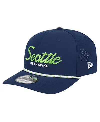 New Era Men's College Navy Seattle Seahawks Script 9seventy Adjustable Hat In Blue