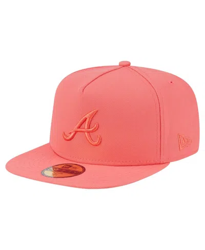 New Era Men's Coral Atlanta Braves Color Pack A-frame 59fifty Fitted Hat In Orange
