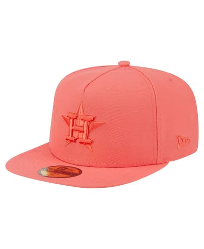 New Era Men's Coral Houston Astros Color Pack A-frame 59fifty Fitted Hat In Pink