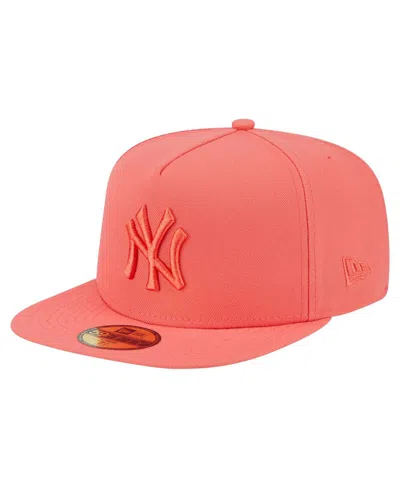 New Era Men's Coral New York Yankees Color Pack A-frame 59fifty Fitted Hat In Orange
