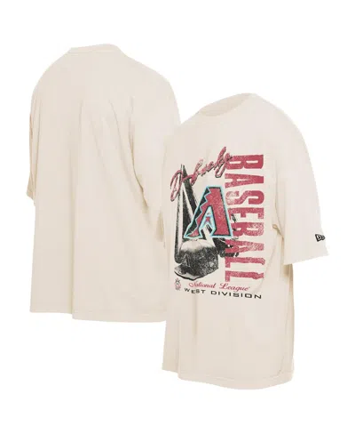 New Era Men's Cream Arizona Diamondbacks Cooperstown Collection Oversized Throwback Distressed T-shirt In Neutral