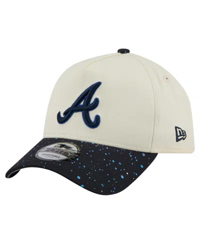 New Era Men's Cream Atlanta Braves Speckle A-frame 9forty Adjustable Hat In White
