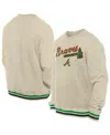New Era Men's Cream Atlanta Braves St. Patrick's Day Twill Pullover Sweatshirt In Cream