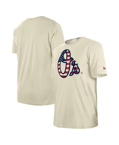 New Era Men's Cream Baltimore Orioles 4th Of July Flag Fill T-shirt
