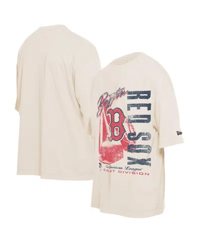 New Era Men's Cream Boston Red Sox Cooperstown Collection Oversized Throwback Distressed T-shirt