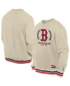 New Era Men's Cream Boston Red Sox Throwback Pullover Sweatshirt In Cream