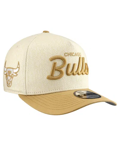 New Era Men's Cream Chicago Bulls Herringbone 9fifty A-frame Snapback Hat In White