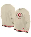 New Era Men's Cream Cincinnati Reds Throwback Pullover Sweatshirt In Cream