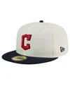 New Era Men's Cream Cleveland Guardians Evergreen Chrome 59fifty Fitted Hat In Cream