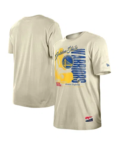 New Era Men's Cream Golden State Warriors Distressed Throwback Vintage Color Pack T-shirt In Neutral