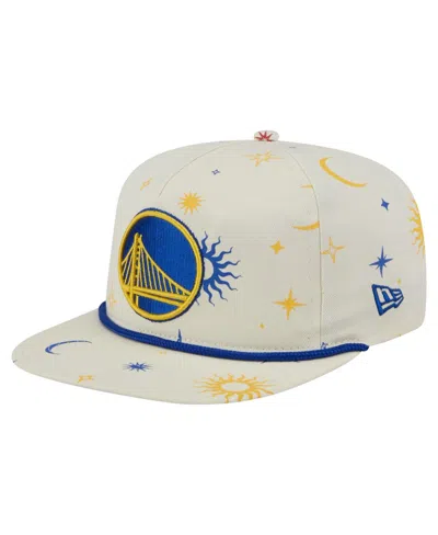 New Era Men's Cream Golden State Warriors Lunar Golfer Snapback Hat In White